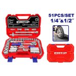 KIT 51 LLAVE DADO 1/4+1/2
